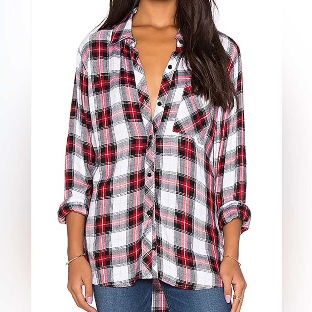 BB Dakota Dakota Plaid Flannel Shirt Oversized Boyfriend Button Down Shacket S